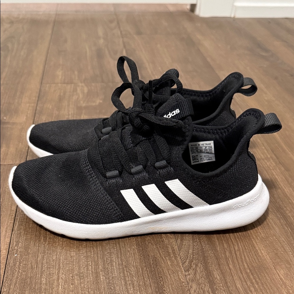 Adidas Cloudfoam Black Sneakers with White Stripes